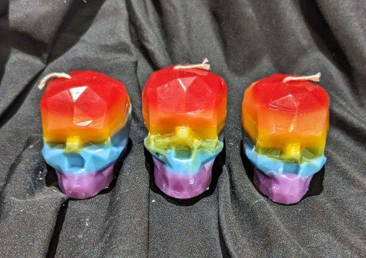 Rainbow Scented Novelty Skull Candle