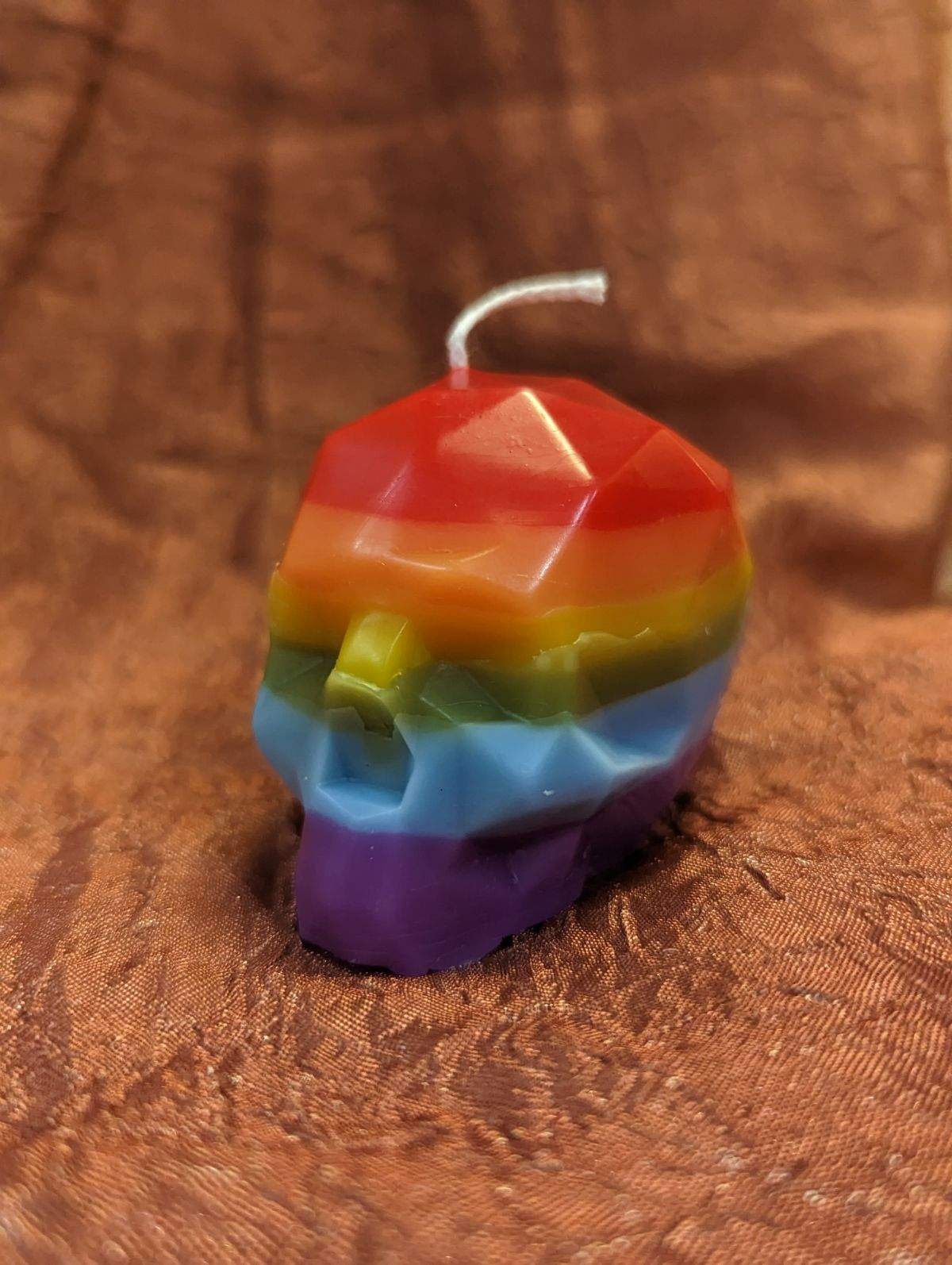 Rainbow Scented Novelty Skull Candle