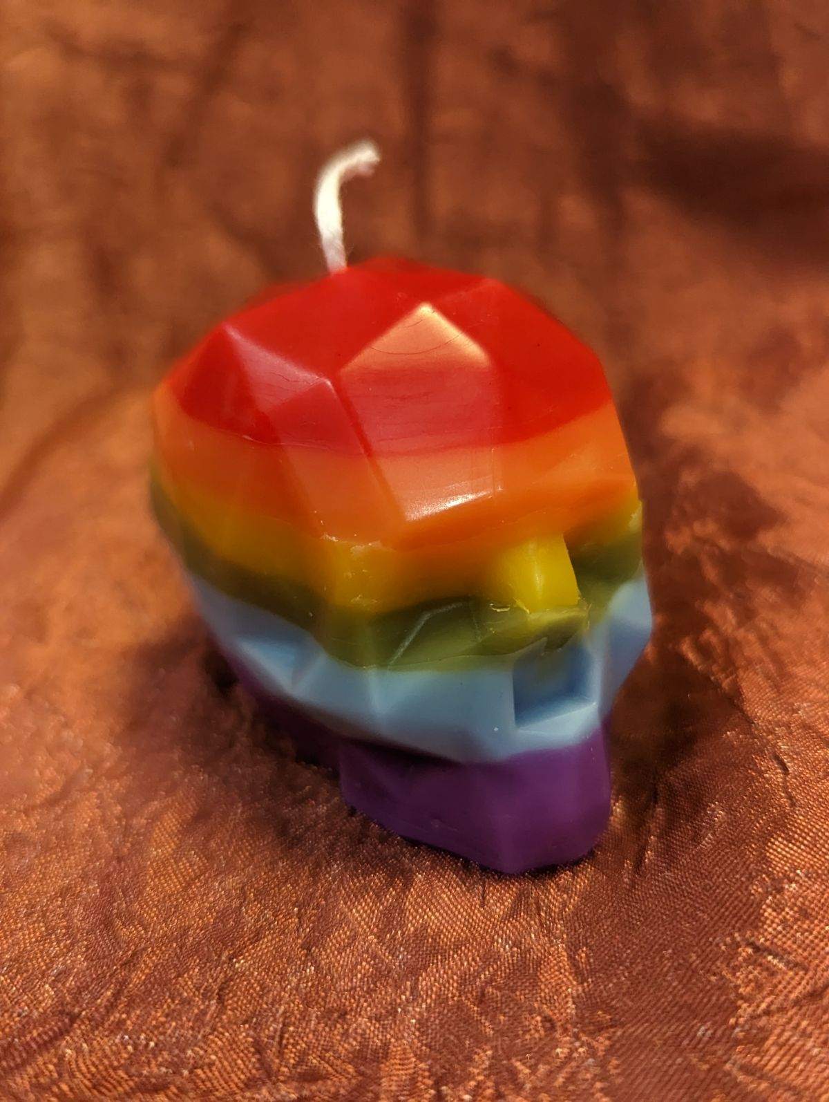 Rainbow Scented Novelty Skull Candle